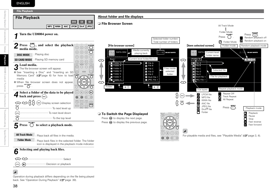 File playback | Marantz UD8004 User Manual | Page 42 / 69