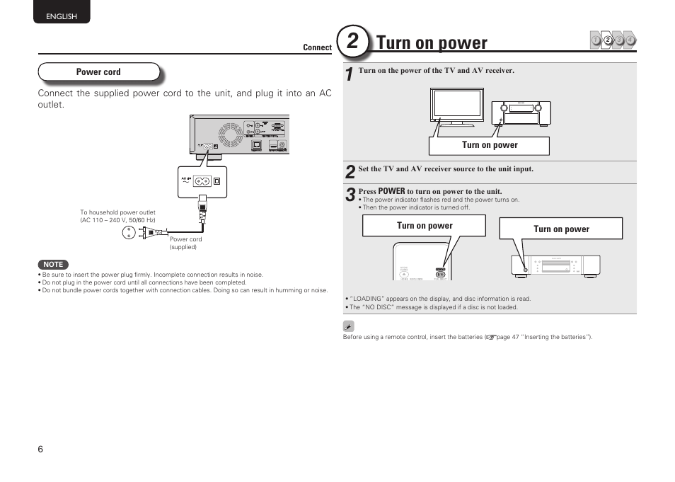 Turn on power | Marantz UD7006 User Manual | Page 10 / 76