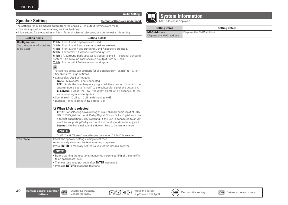 System information, Speaker setting | Marantz UD7006 User Manual | Page 46 / 76