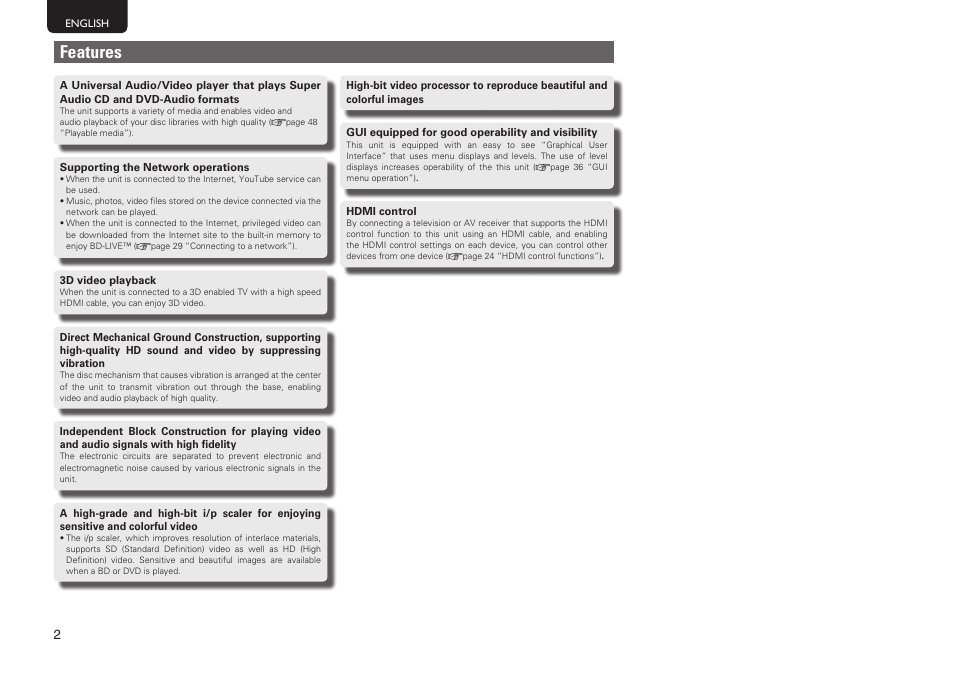 Features | Marantz UD7006 User Manual | Page 6 / 76