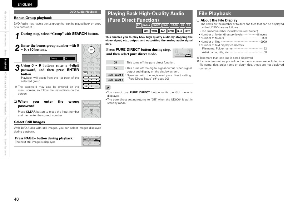 File playback | Marantz UD9004 User Manual | Page 44 / 73