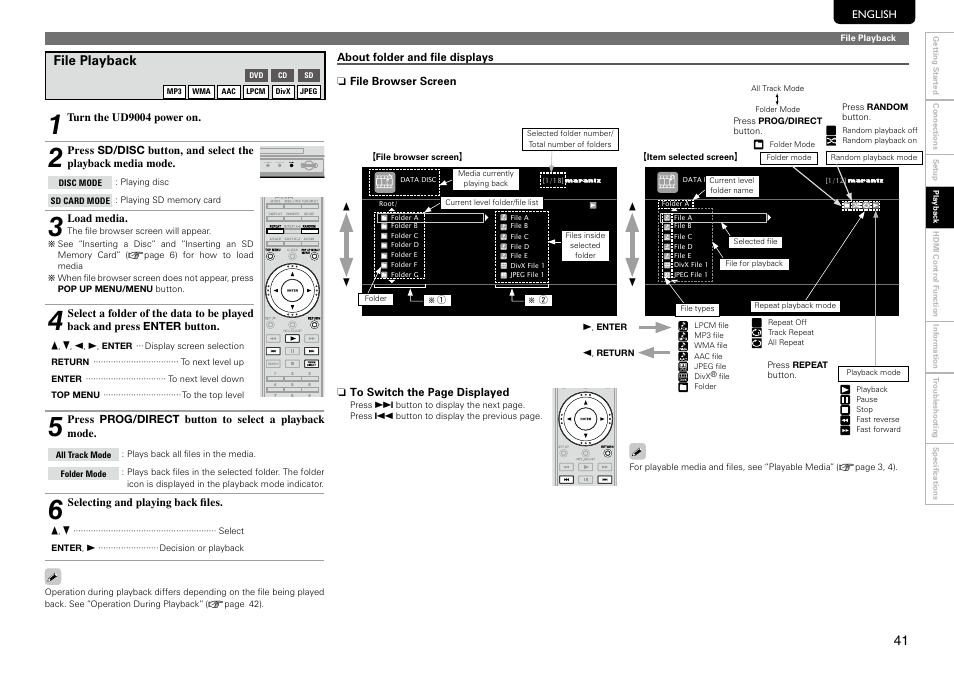 File playback | Marantz UD9004 User Manual | Page 45 / 73