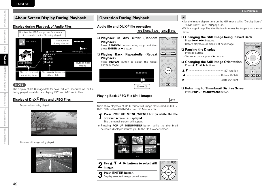 About screen display during playback, Operation during playback | Marantz UD9004 User Manual | Page 46 / 73