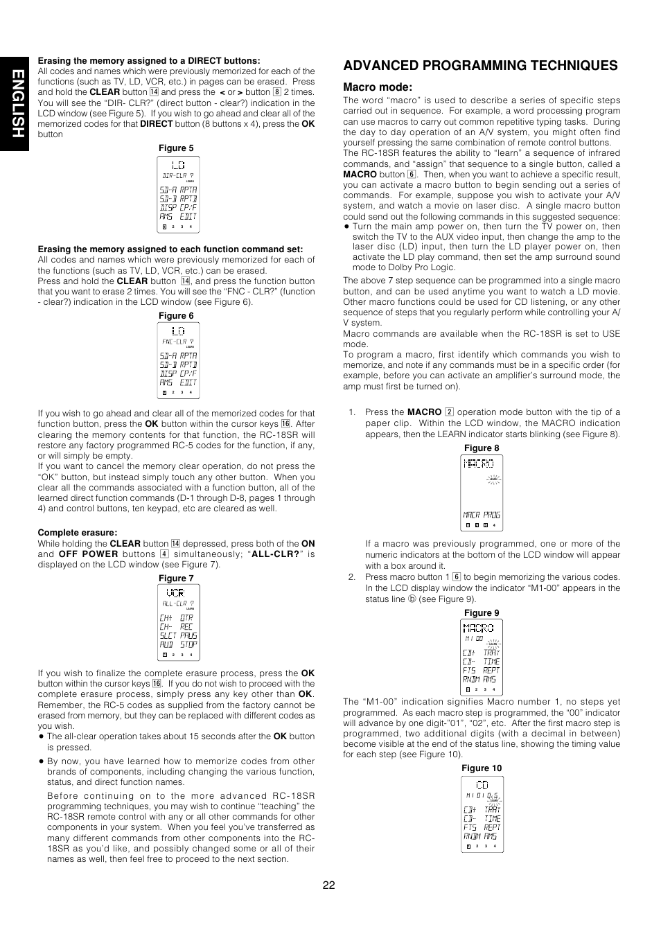 English, Advanced programming techniques, Macro mode | Marantz AV9000 User Manual | Page 27 / 41