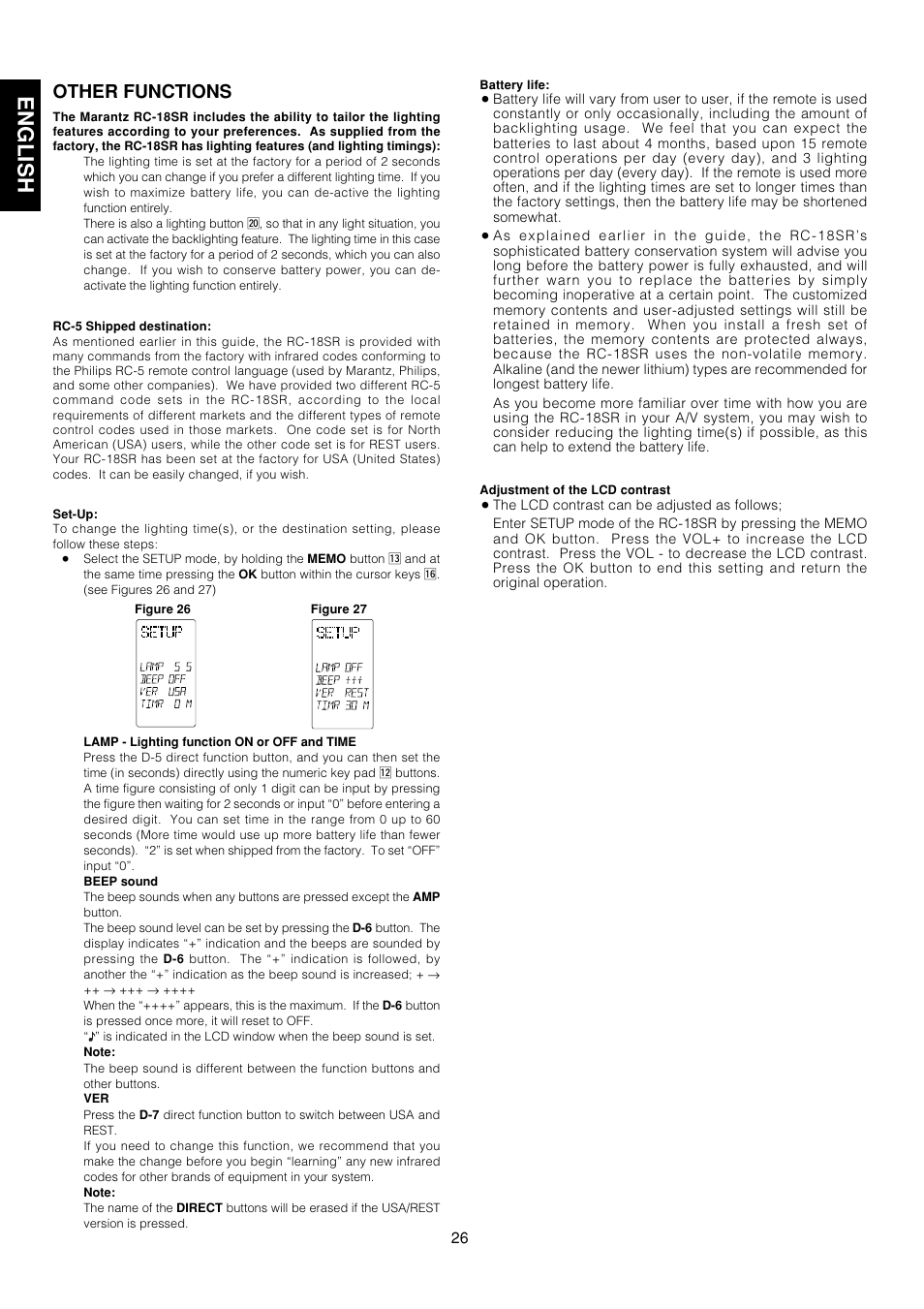 English, Other functions | Marantz AV9000 User Manual | Page 31 / 41