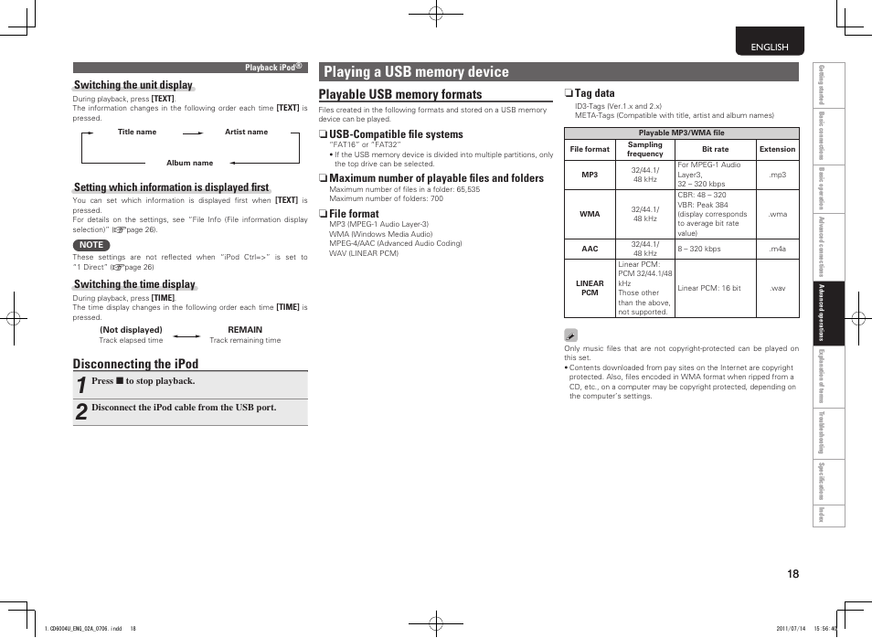 Disconnecting the ipod | Marantz CD6004 User Manual | Page 21 / 36