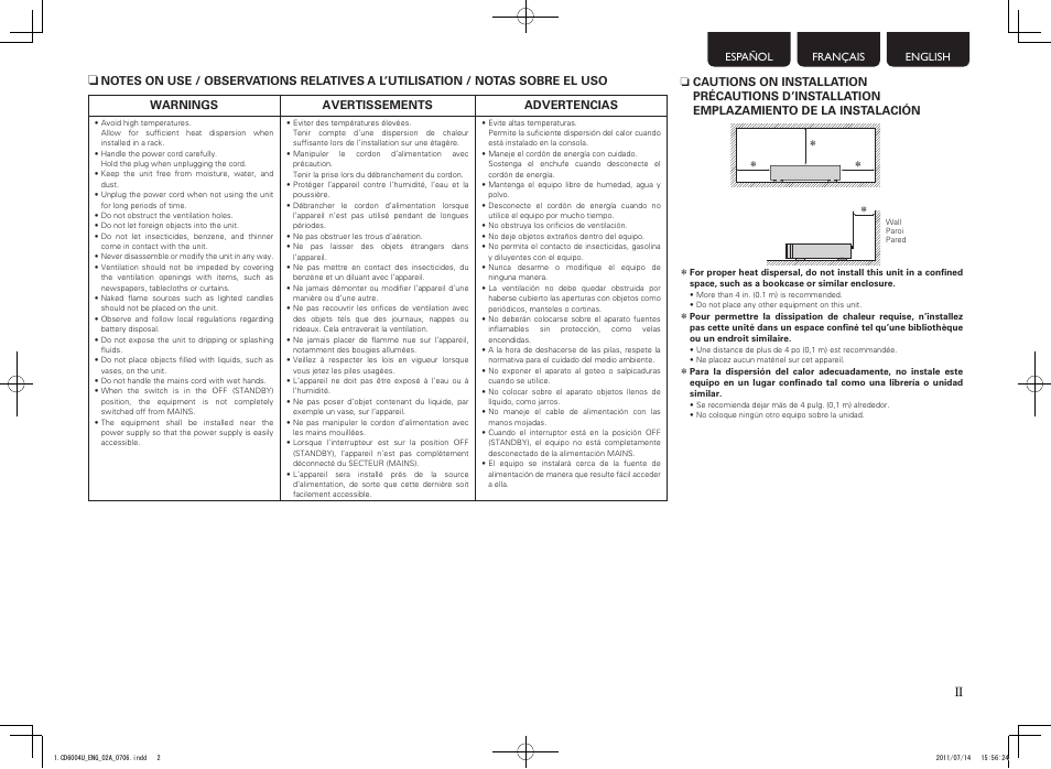 Ii n | Marantz CD6004 User Manual | Page 3 / 36