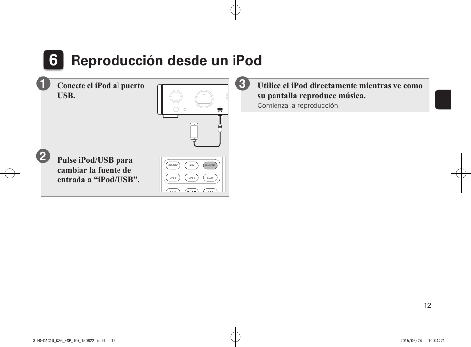 Reproducción desde un ipod | Marantz HD-DAC1 Quick Start User Manual | Page 13 / 16