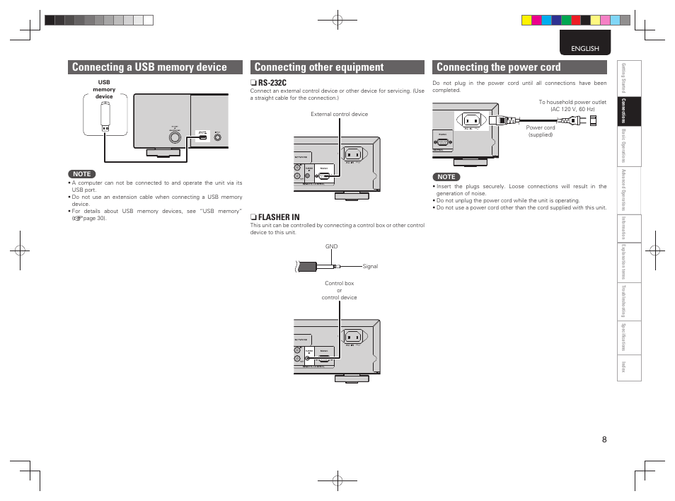 Connecting the power cord, Connecting other equipment | Marantz NA7004 User Manual | Page 11 / 40