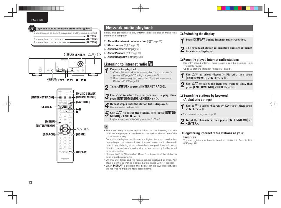 Network audio playback | Marantz NA7004 User Manual | Page 16 / 40