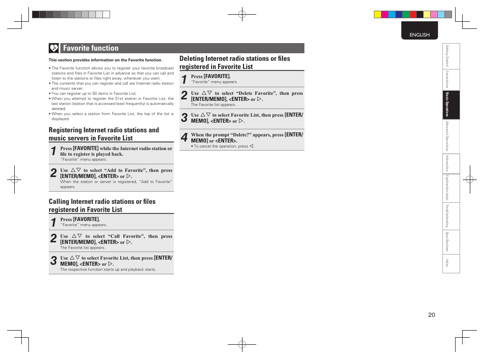 Favorite function | Marantz NA7004 User Manual | Page 23 / 40