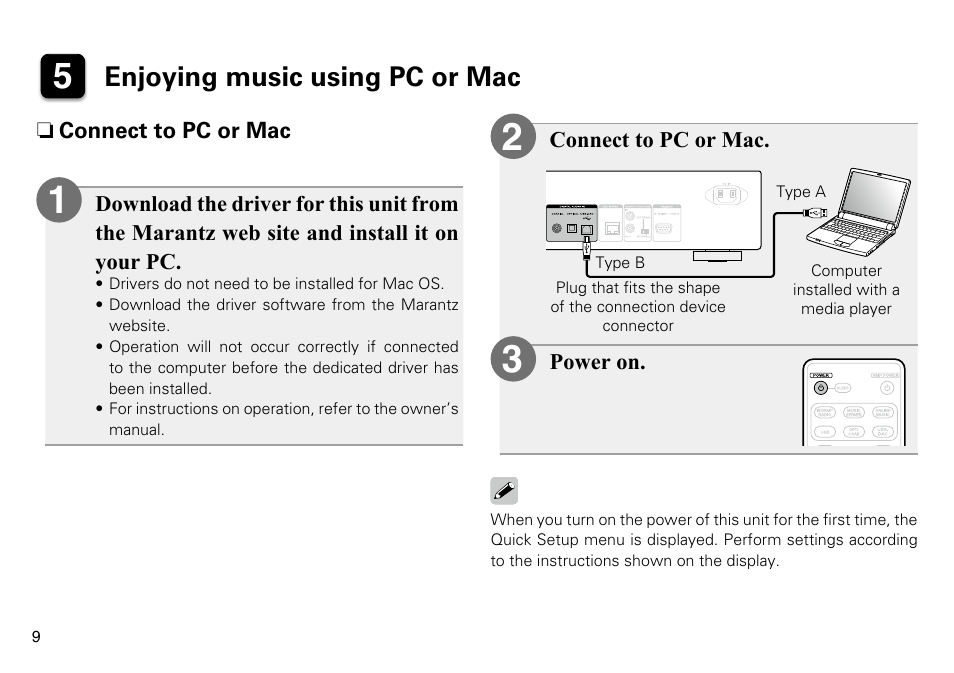 Enjoying music using pc or mac | Marantz NA8005 Quick Start User Manual | Page 10 / 14
