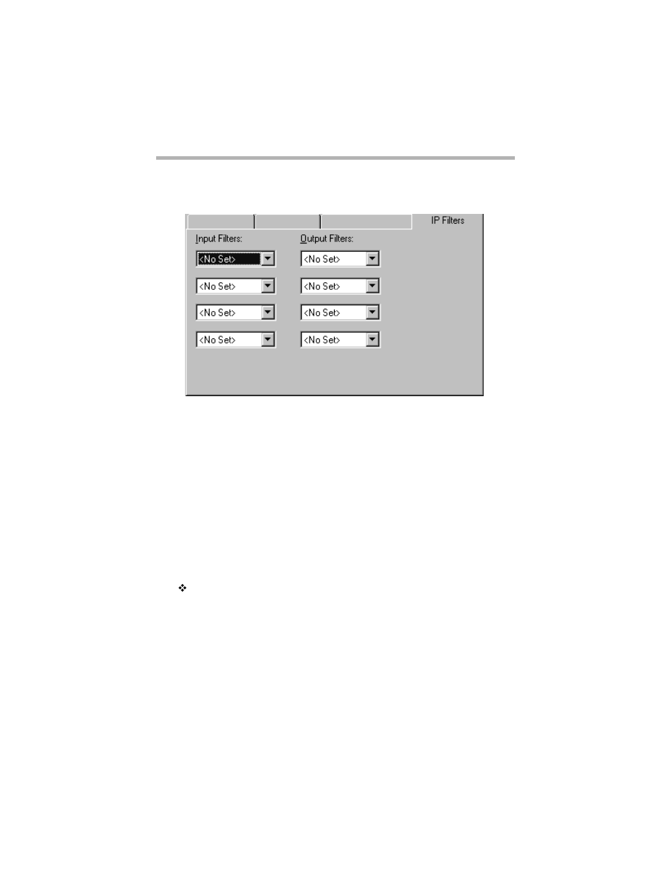 Vpn group configuration ip filters tab, Input filters, Output filters | Compatible Systems 5.4 User Manual | Page 124 / 313