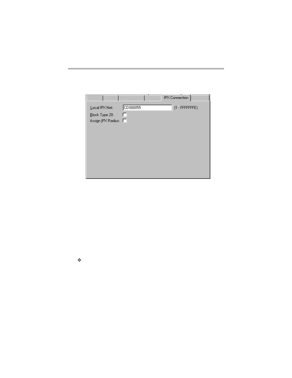 Vpn group configuration ipx connection tab, Local ipx net, Block type 20 | Compatible Systems 5.4 User Manual | Page 125 / 313