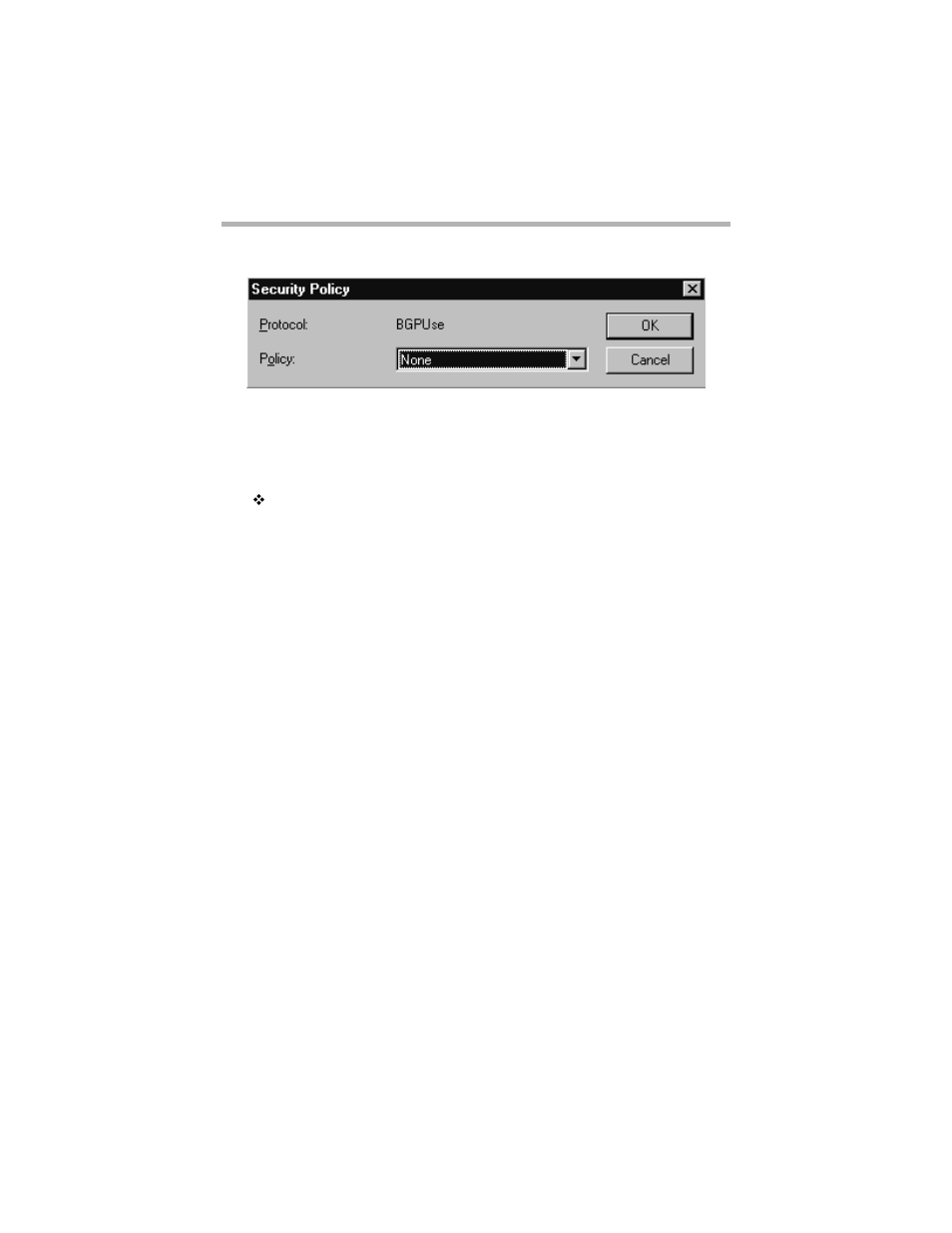 Security policy protocol setting dialog box, Policy, Protocols | Compatible Systems 5.4 User Manual | Page 145 / 313