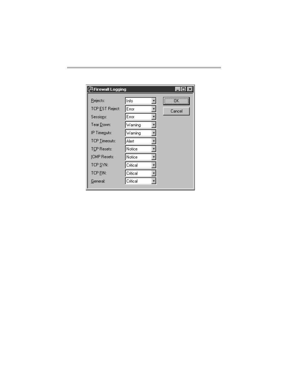 Firewall logging dialog box, Irewall, Ogging | Ialog | Compatible Systems 5.4 User Manual | Page 149 / 313