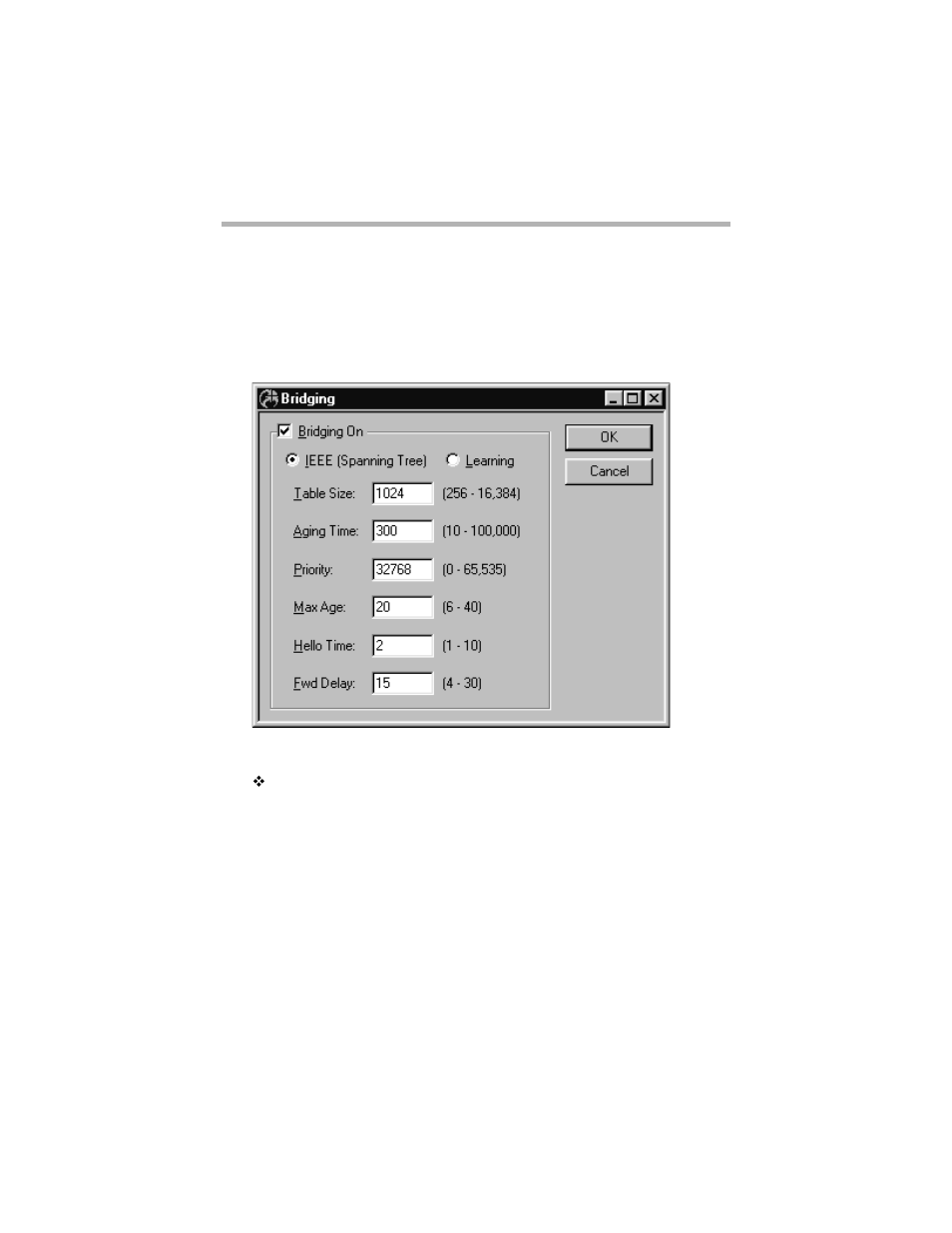 Chapter 9 - bridging, Global bridging configuration dialog box, Chapter 9 - bridging 149 | Lobal, Ridging, Onfiguration, Ialog | Compatible Systems 5.4 User Manual | Page 155 / 313