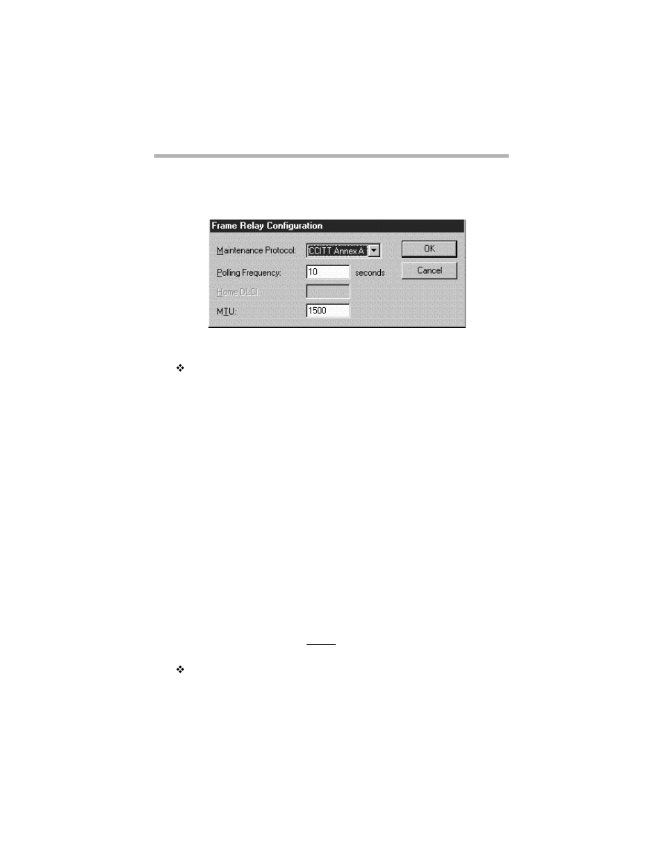 Frame relay configuration dialog box, Maintenance protocol, Rame | Elay, Onfiguration, Ialog | Compatible Systems 5.4 User Manual | Page 168 / 313