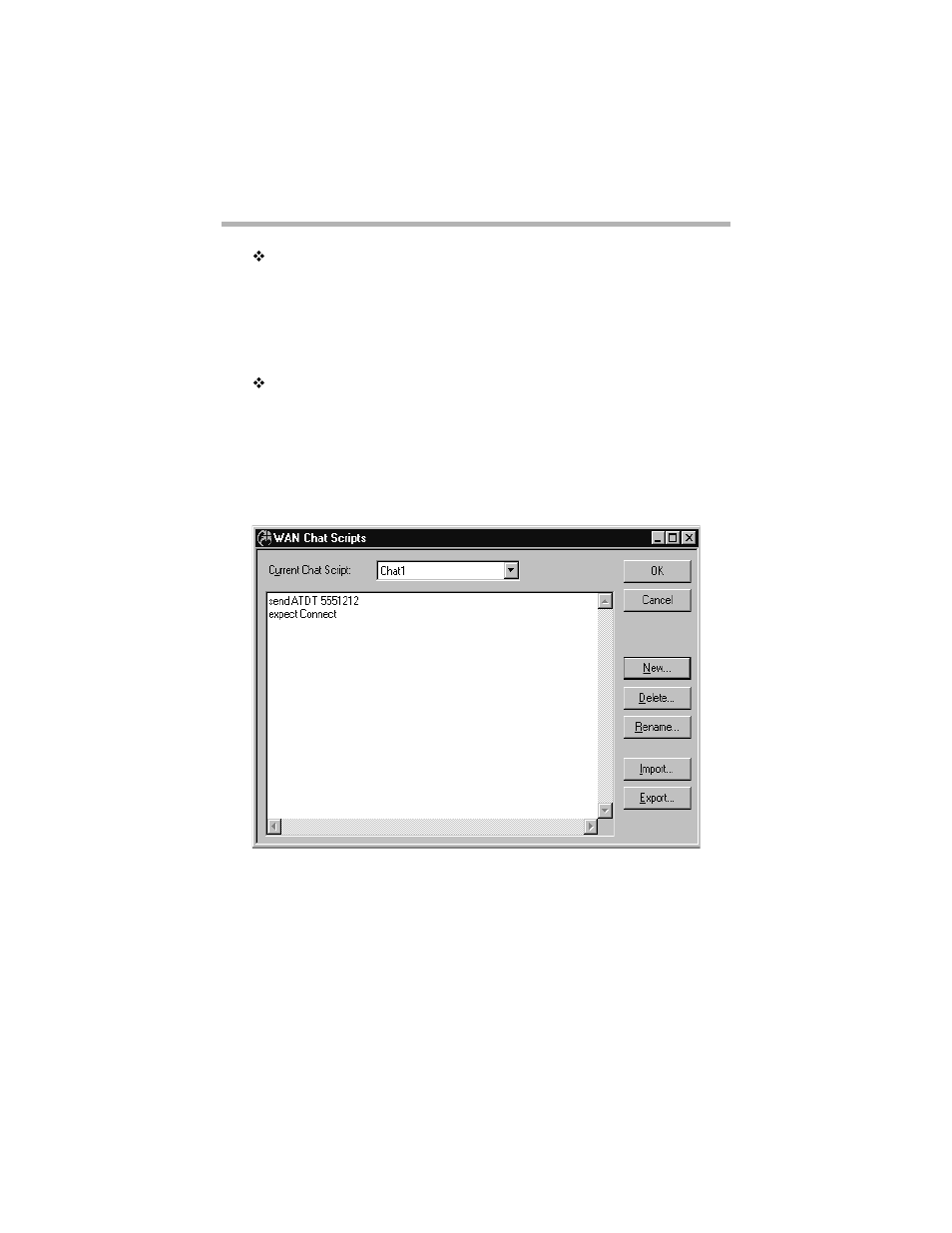 Mpqual, Wan chat script editor dialog box, Wan c | Cript, Ditor, Ialog | Compatible Systems 5.4 User Manual | Page 182 / 313