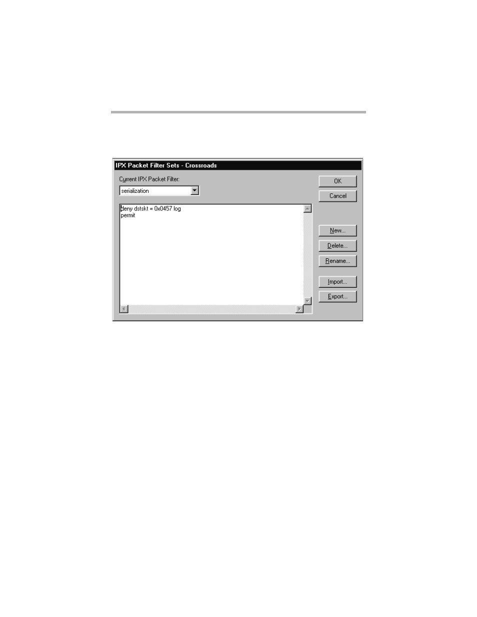 Ipx filter editor window, Filter editor window buttons and controls, Ipx f | Ilter, Ditor, Indow | Compatible Systems 5.4 User Manual | Page 204 / 313