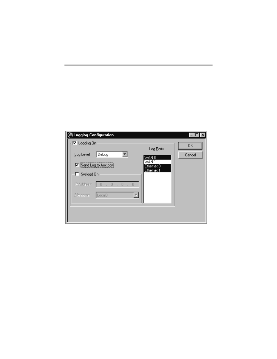 Logging configuration dialog box, Logging on, Log level | Ogging, Onfiguration, Ialog | Compatible Systems 5.4 User Manual | Page 253 / 313