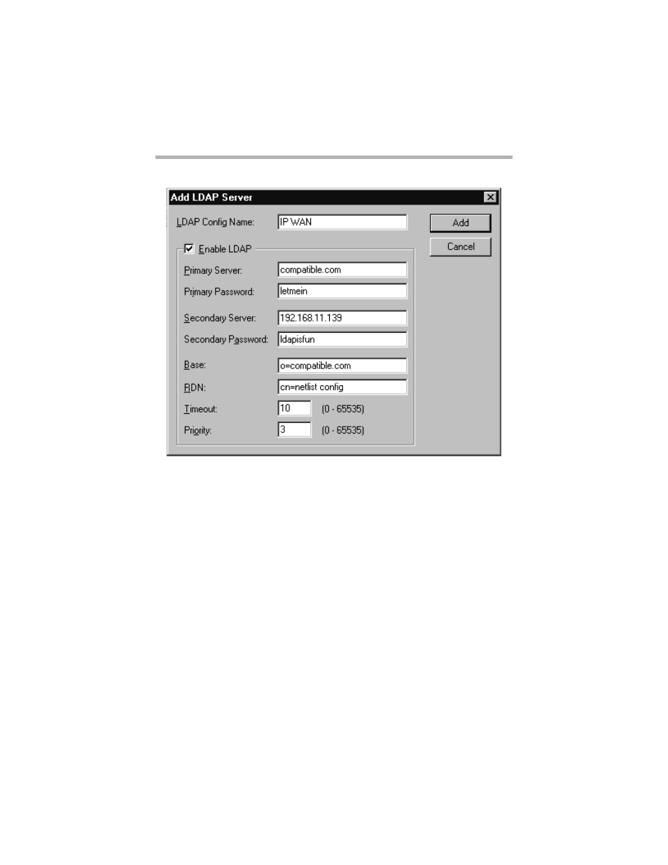 Ldap config name, Enable ldap, Primary server | Primary password | Compatible Systems 5.4 User Manual | Page 256 / 313