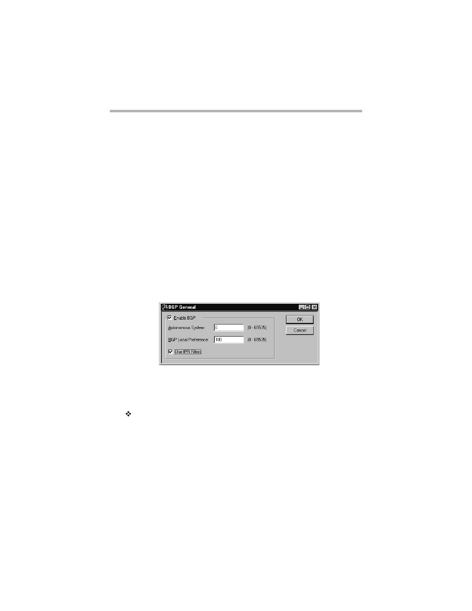 Chapter 16 - bgp, Bgp general dialog box, Enable bgp | Autonomous system, Chapter 16 - bgp 263 | Compatible Systems 5.4 User Manual | Page 269 / 313