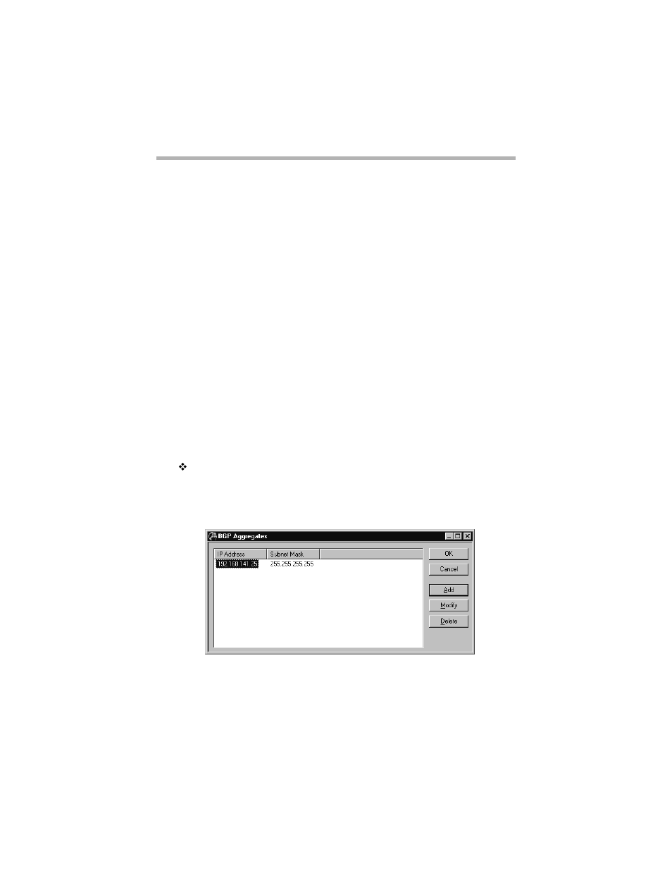 Bgp local preference, Use ipr filters, Bgp aggregates dialog box | Bgp a, Ggregates, Ialog | Compatible Systems 5.4 User Manual | Page 270 / 313