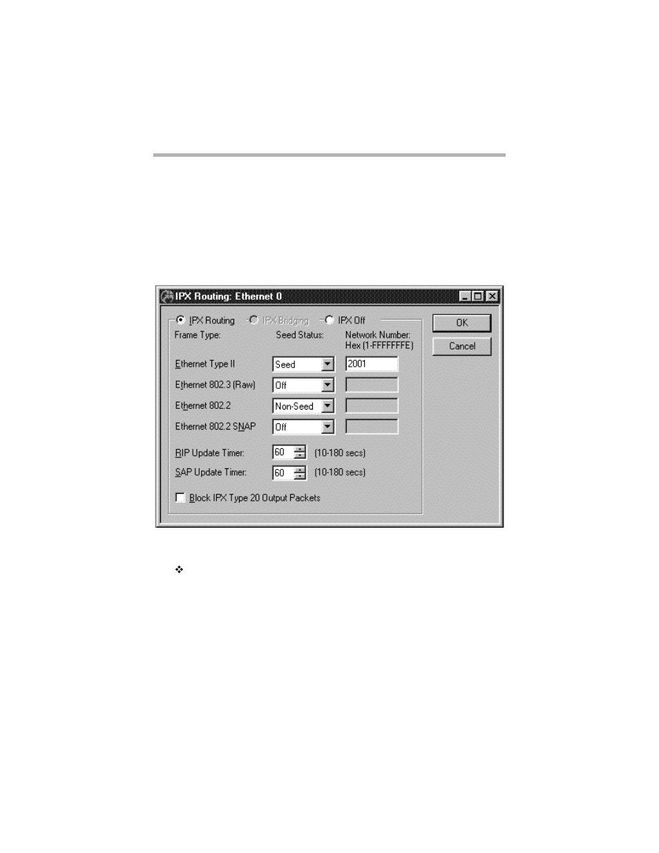 Chapter 3 - ipx routing & bridging, Ipx routing: ethernet configuration dialog box, Ipx ethernet frame types | Chapter 3 - ipx routing & bridging 57, Ipx r, Outing, Thernet, Onfiguration, Ialog | Compatible Systems 5.4 User Manual | Page 63 / 313