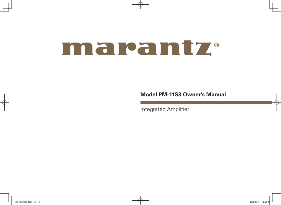 Marantz PM-11S3 User Manual | 30 pages