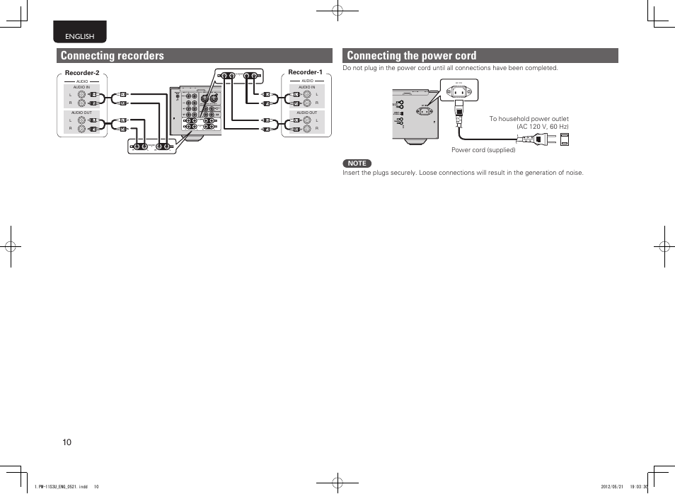 Connecting the power cord, Connecting recorders | Marantz PM-11S3 User Manual | Page 14 / 30