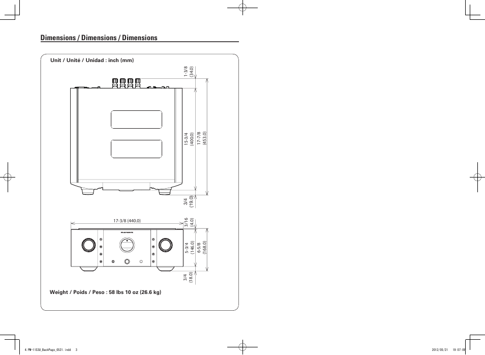 Dimensions / dimensions / dimensions | Marantz PM-11S3 User Manual | Page 29 / 30