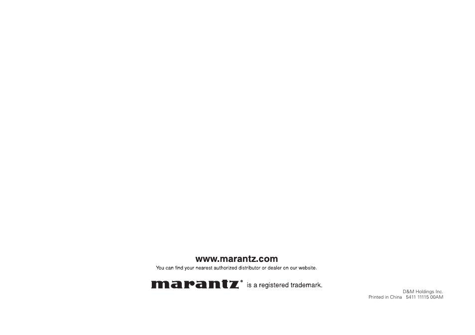 Marantz CD6005N Quick Start User Manual | Page 10 / 10