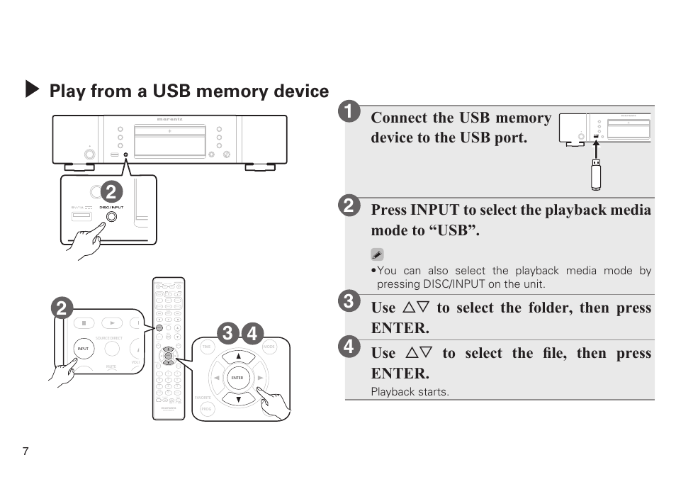 Playback starts | Marantz CD6005N Quick Start User Manual | Page 8 / 10