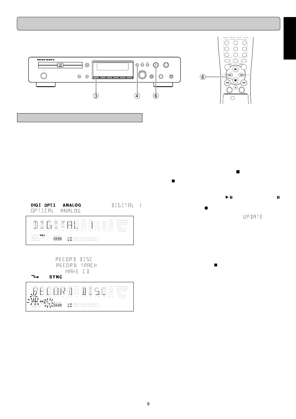 Recording, English, Er y y | Cd-sync, Important | Marantz DR6000N User Manual | Page 12 / 26