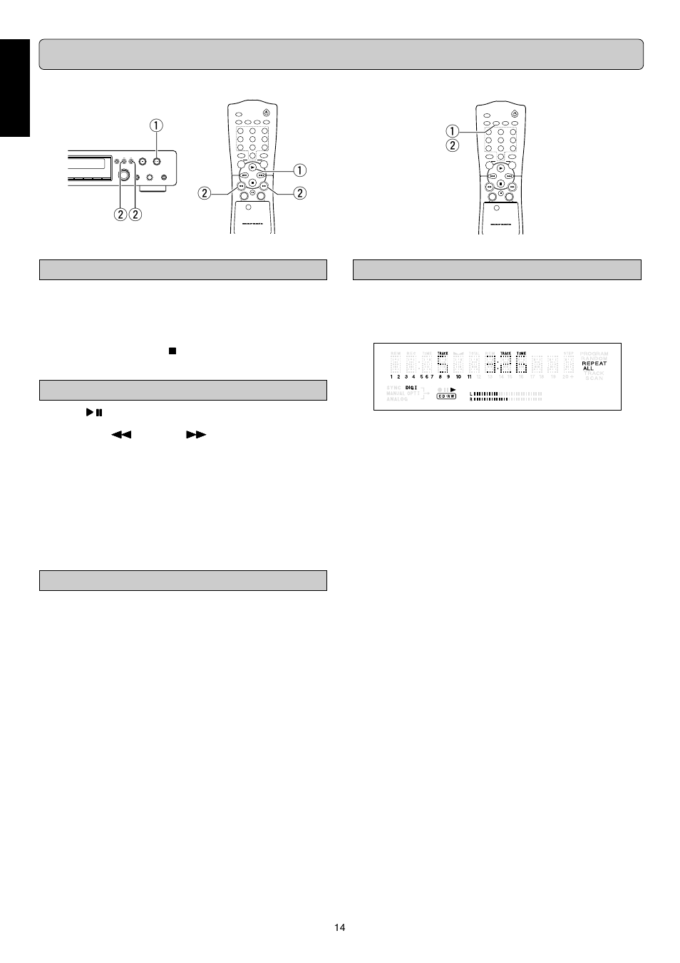 Playing, English, Scan play | Search, Random play | Marantz DR6000N User Manual | Page 17 / 26