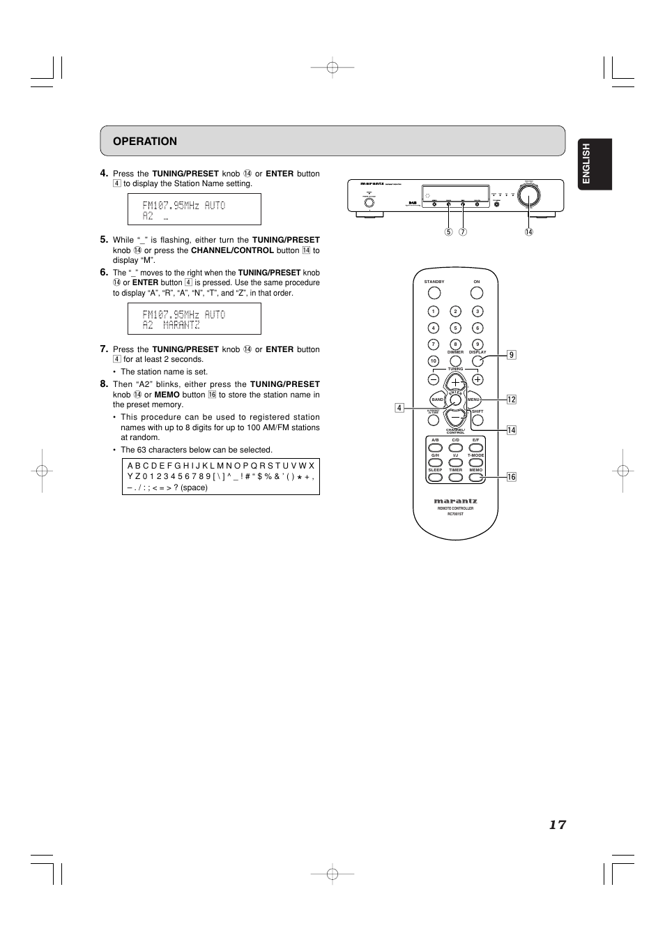Operation | Marantz ST7001N User Manual | Page 21 / 35