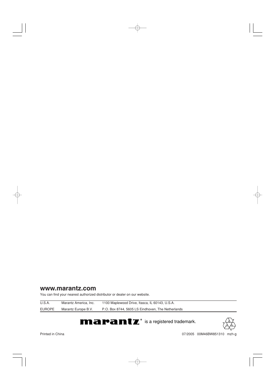 Marantz ST7001N User Manual | Page 35 / 35