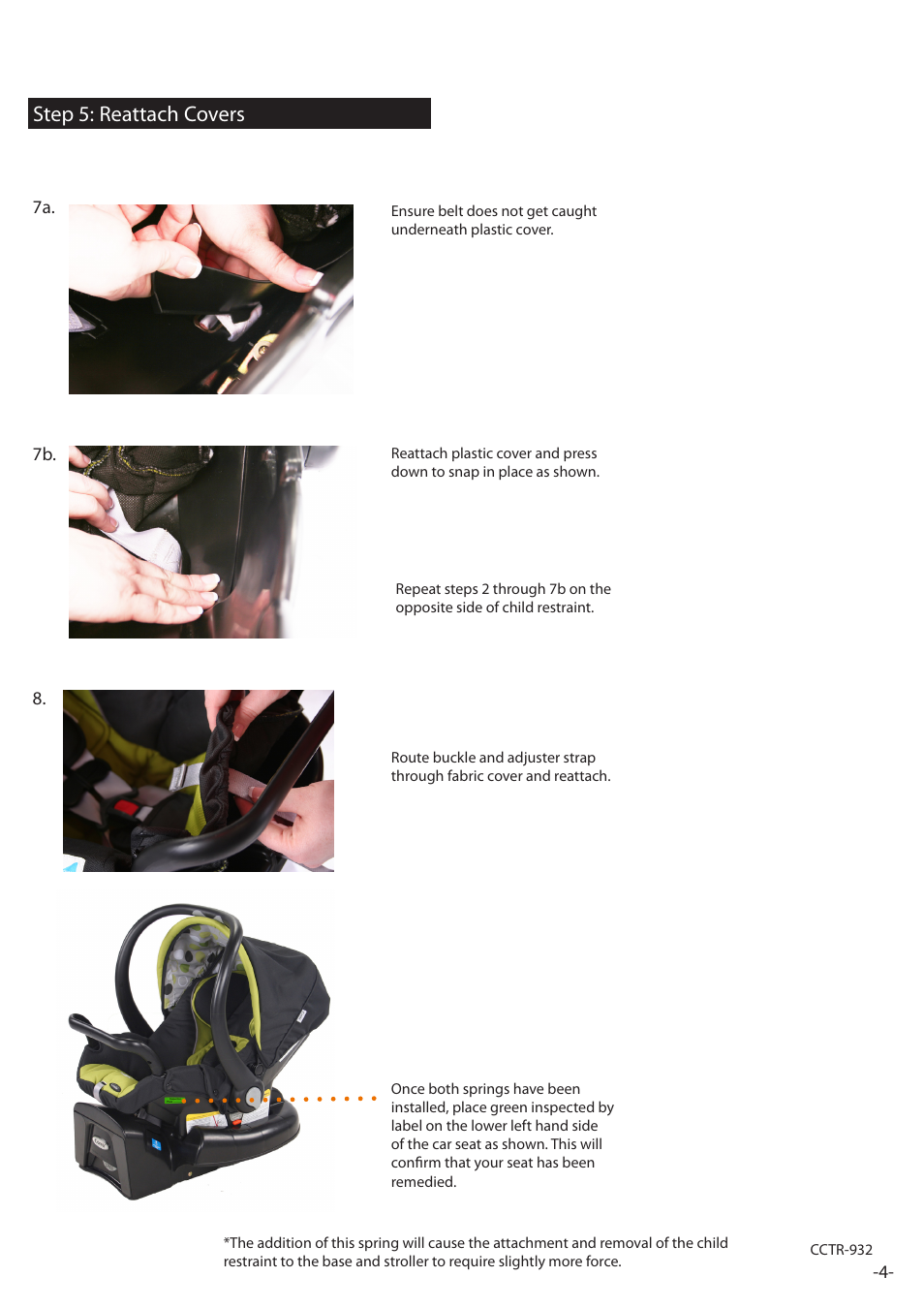 Step 5: reattach covers | Combi Baby Carrier User Manual | Page 4 / 4