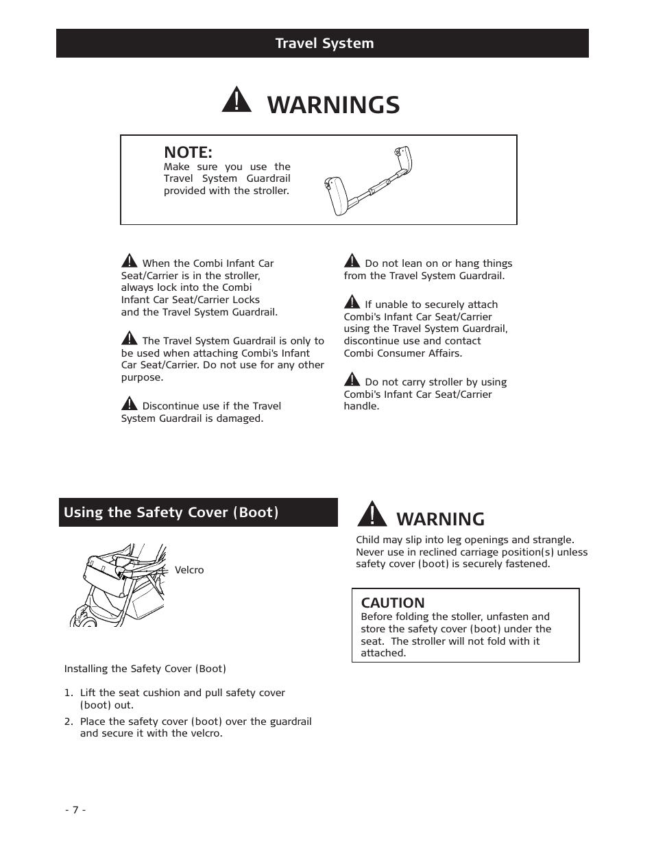 Warnings, Warning | Combi 7720 User Manual | Page 7 / 12