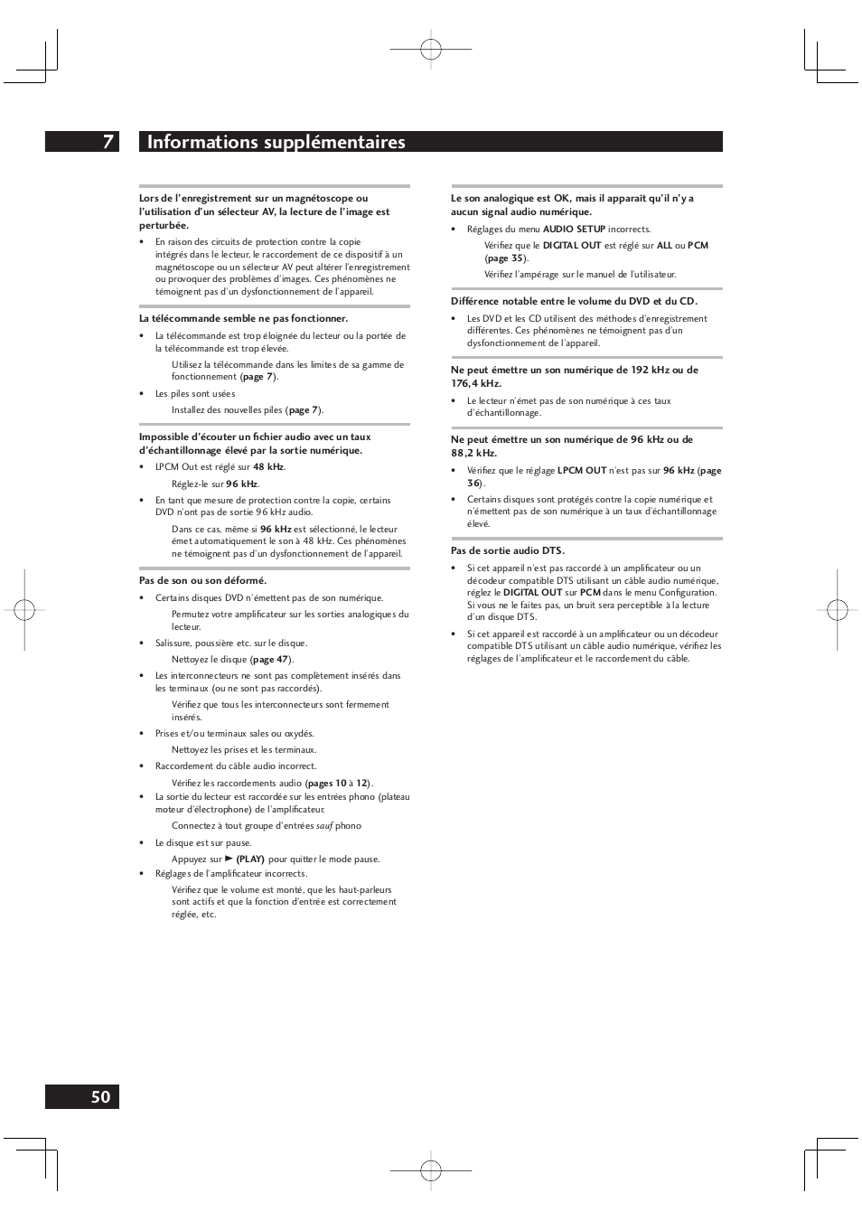 Informations supplémentaires 7 | Marantz DV4001N User Manual | Page 102 / 358
