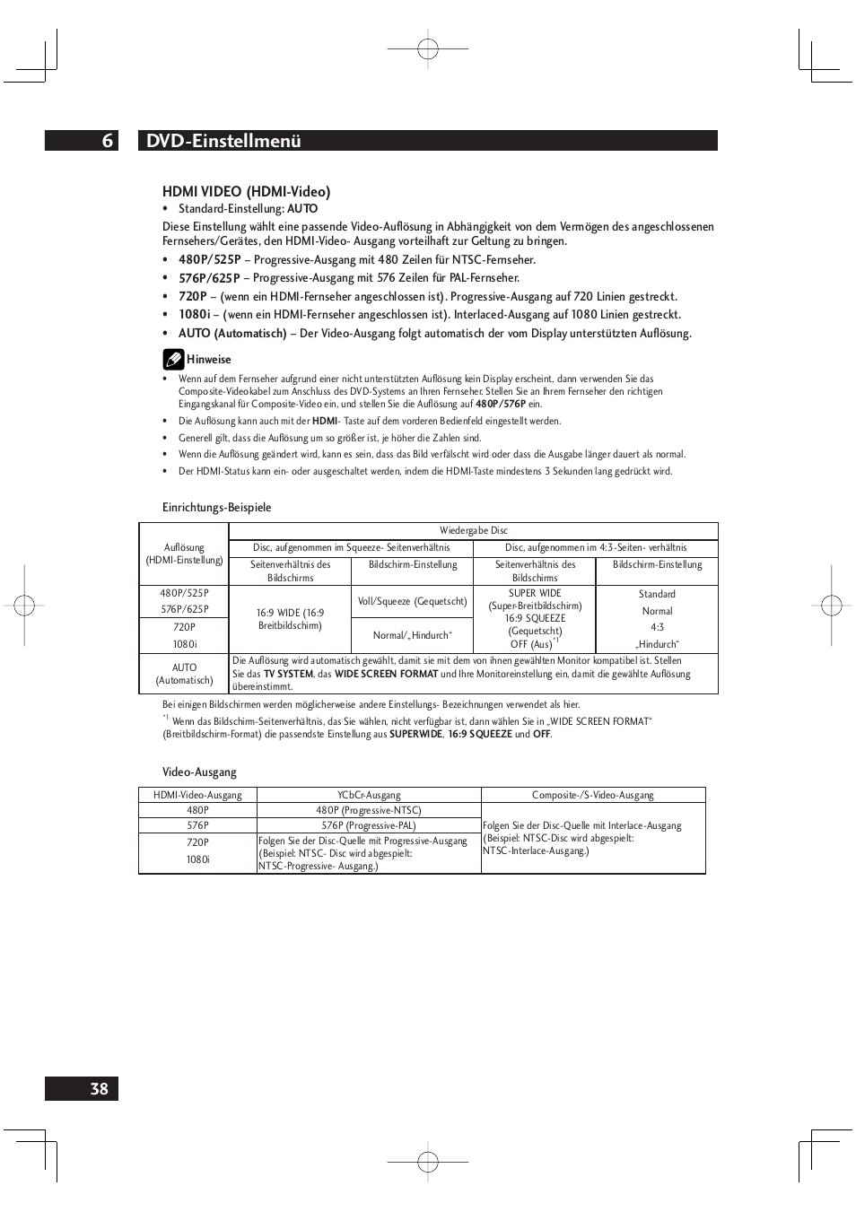 Dvd-einstellmenü 6, Hdmi video (hdmi-video) | Marantz DV4001N User Manual | Page 142 / 358