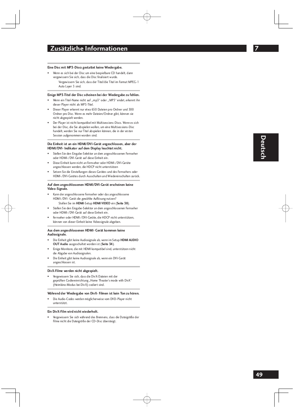 7zusätzliche informationen, Deut sch | Marantz DV4001N User Manual | Page 153 / 358