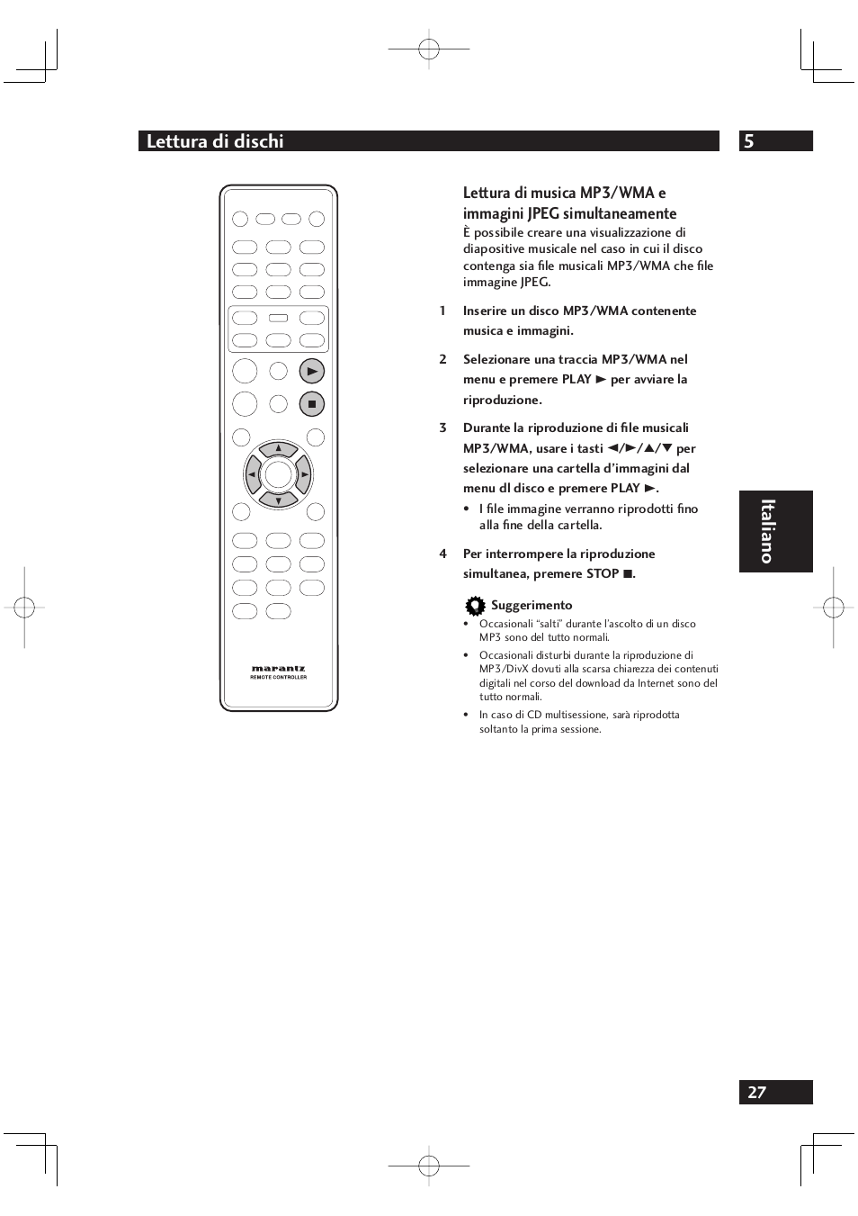 5lettura di dischi, It aliano | Marantz DV4001N User Manual | Page 181 / 358
