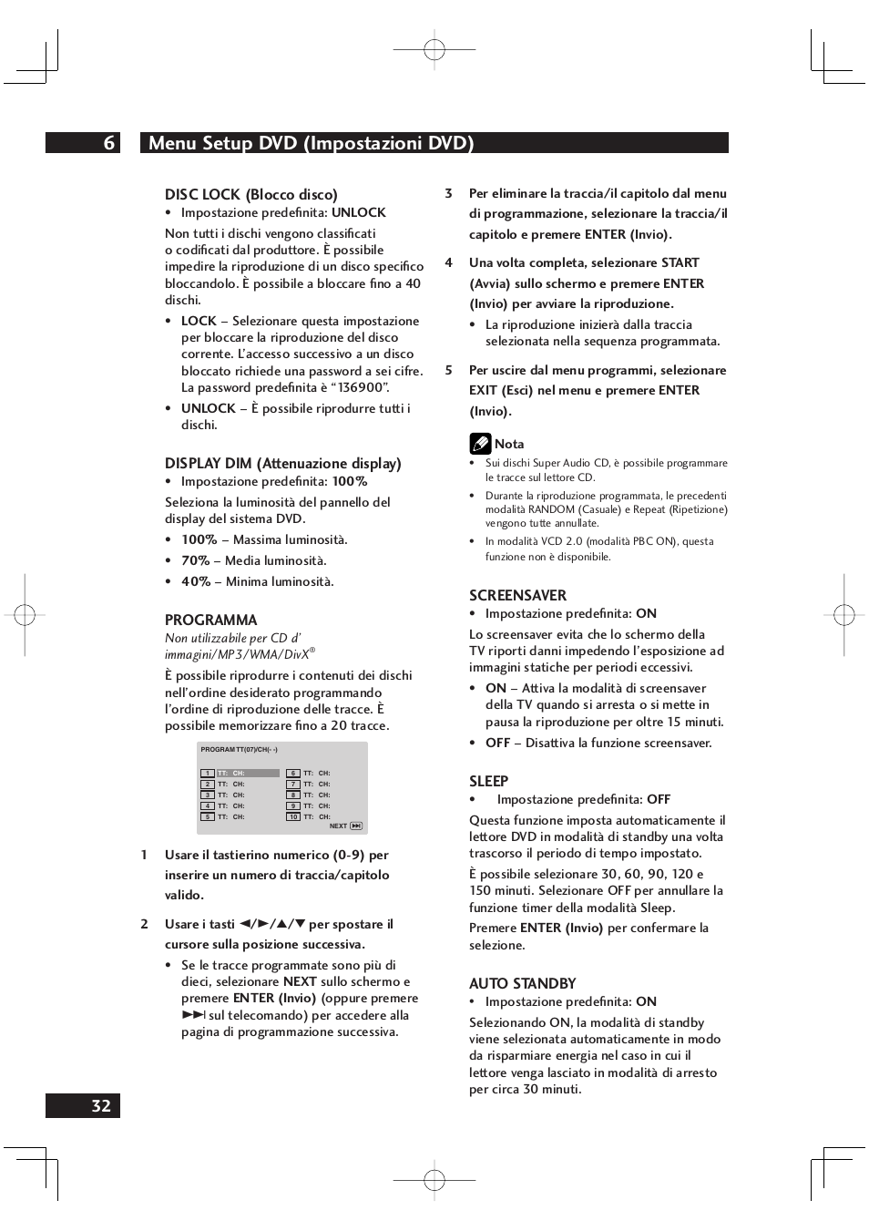 Menu setup dvd (impostazioni dvd) 6 | Marantz DV4001N User Manual | Page 186 / 358