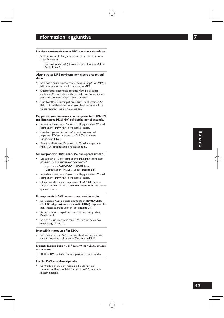 7informazioni aggiuntive, It aliano | Marantz DV4001N User Manual | Page 203 / 358