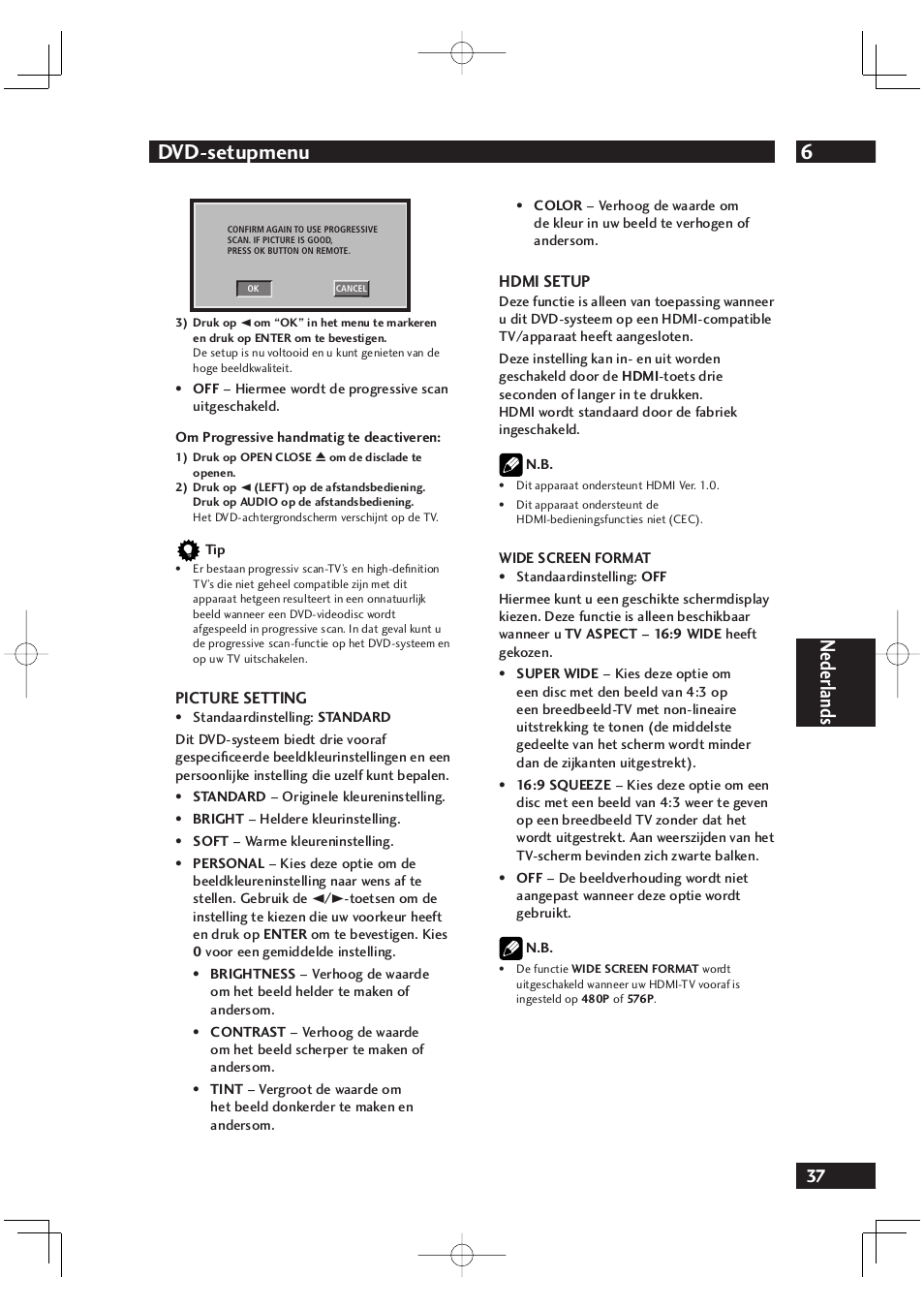 6dvd-setupmenu, Nederlands | Marantz DV4001N User Manual | Page 241 / 358