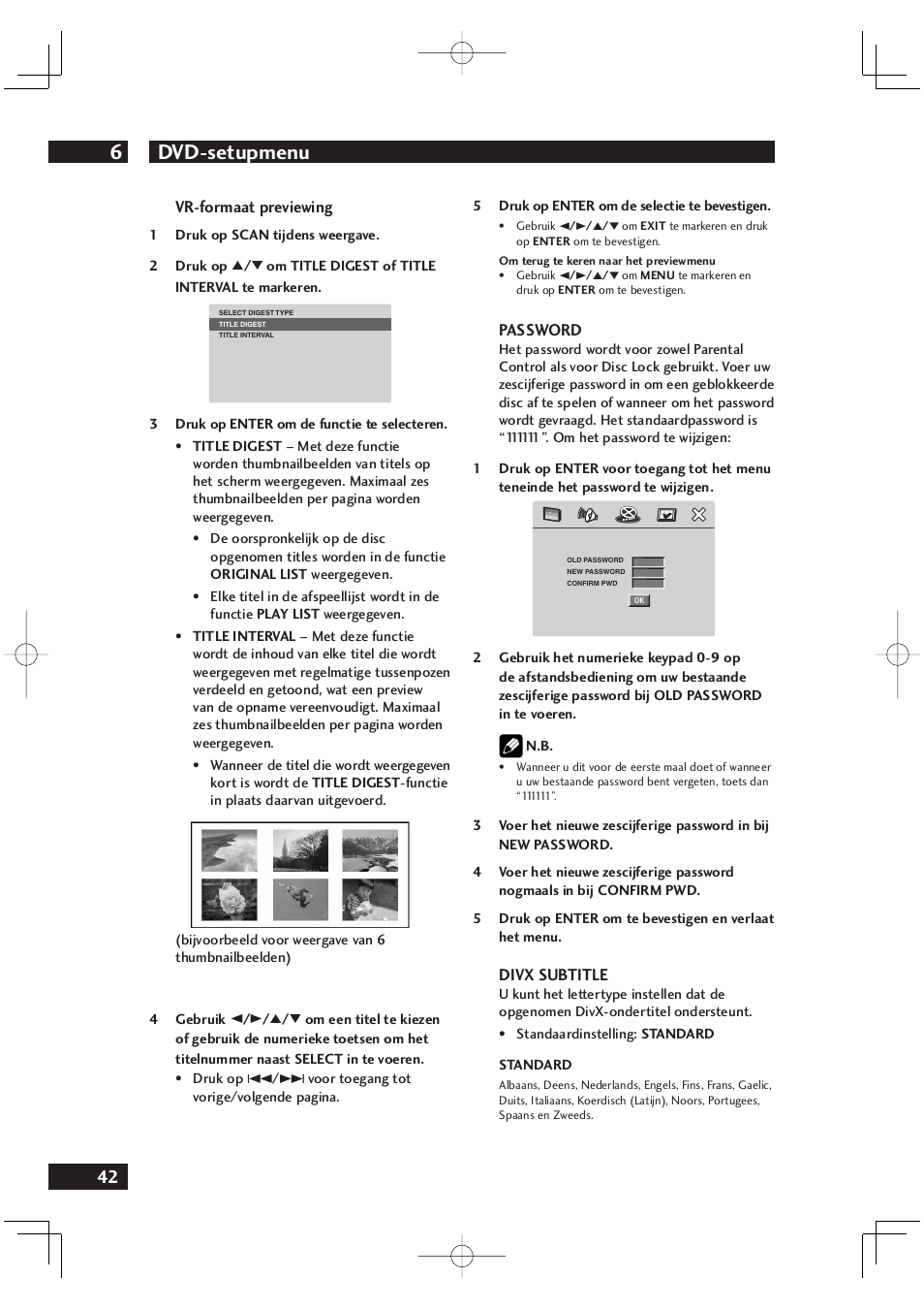 Dvd-setupmenu 6 | Marantz DV4001N User Manual | Page 246 / 358