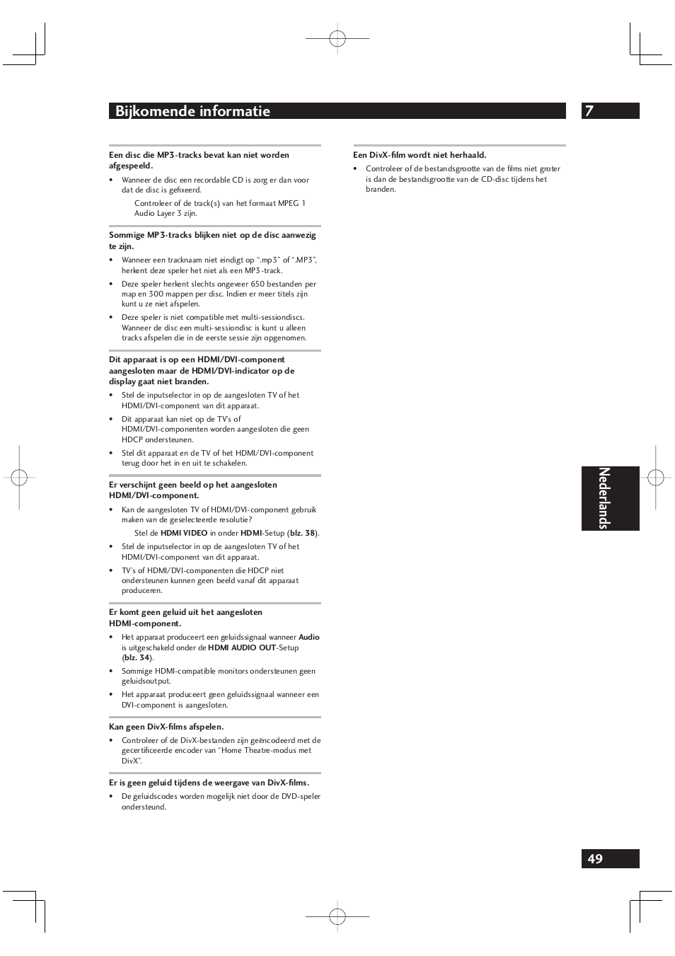 7bijkomende informatie, Nederlands | Marantz DV4001N User Manual | Page 253 / 358