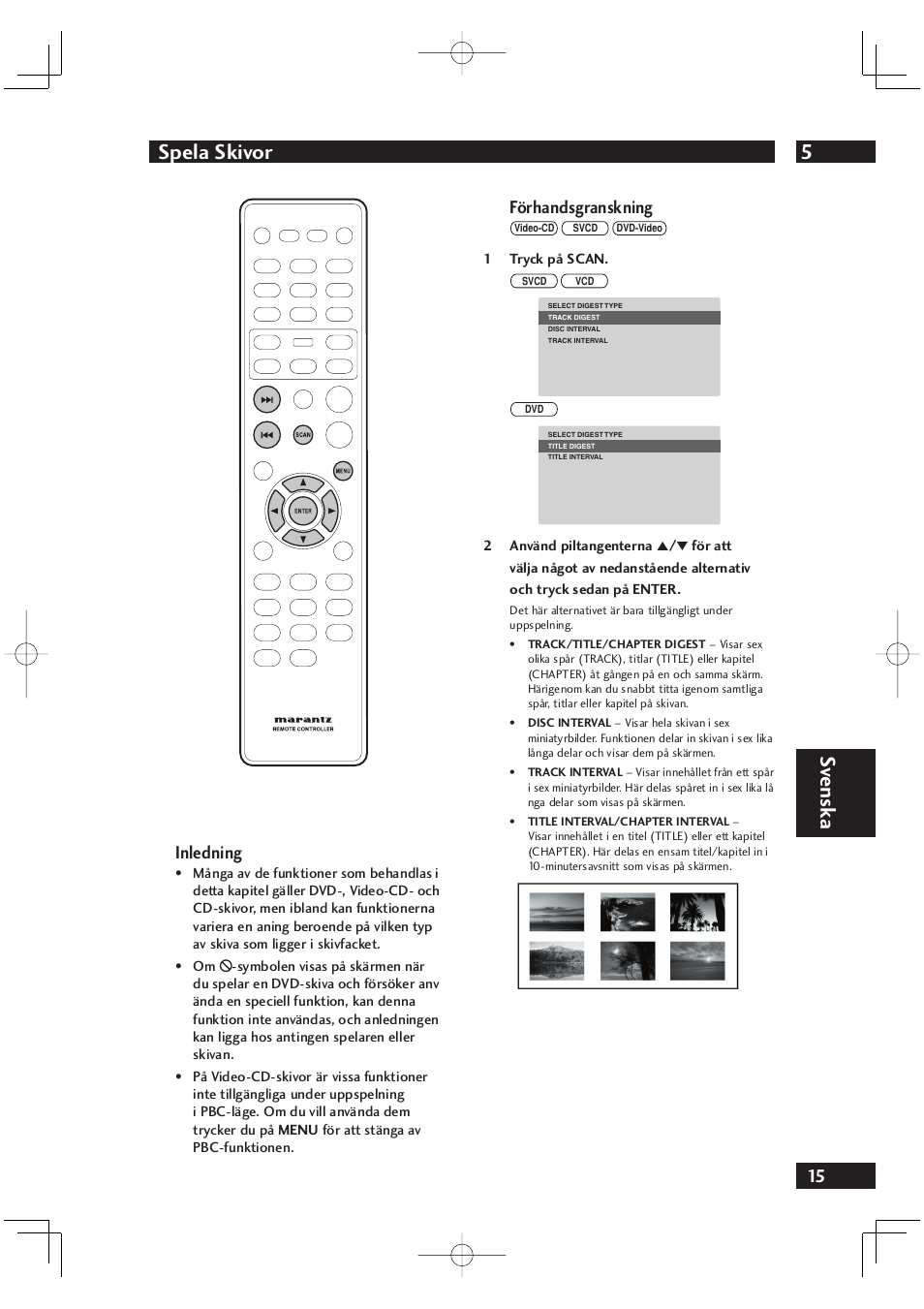 5spela skivor, Sv ensk a, Inledning | Förhandsgranskning | Marantz DV4001N User Manual | Page 269 / 358